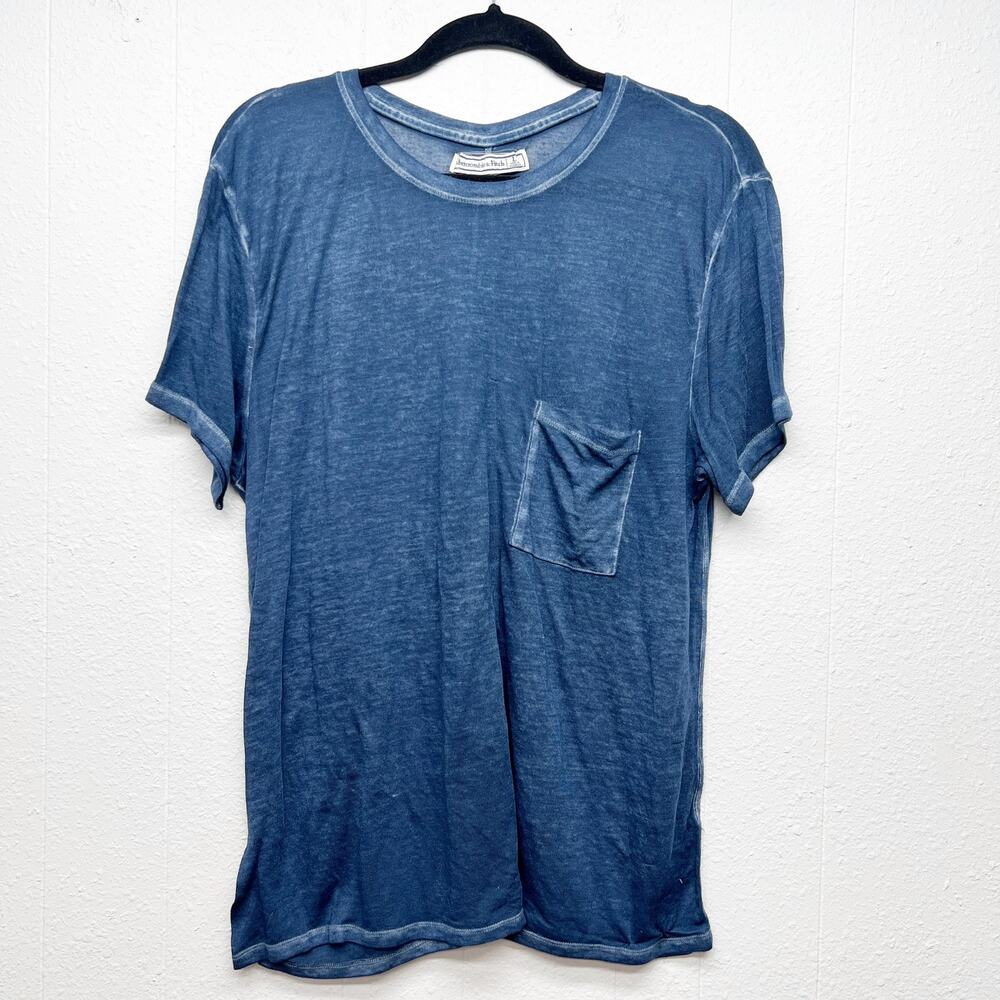 Abercrombie & Fitch Burnout Blue T-Shirt Womens Large Beachy Coastal Minimalist